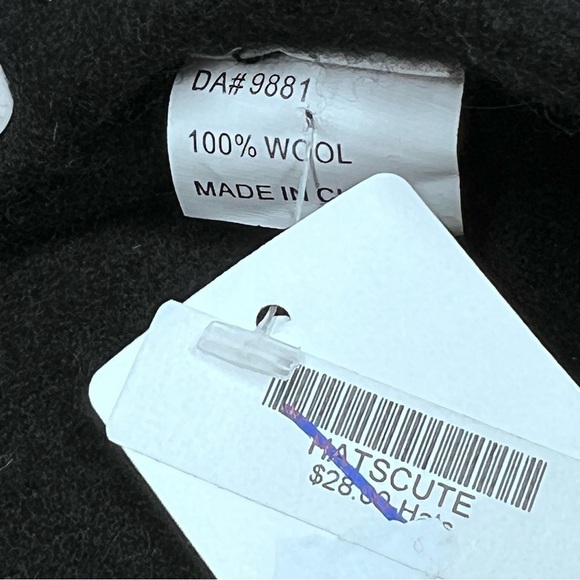 NWT HATSCUTE French Black Wool Beret Hat Black Embellishments One Size - Picture 10 of 12